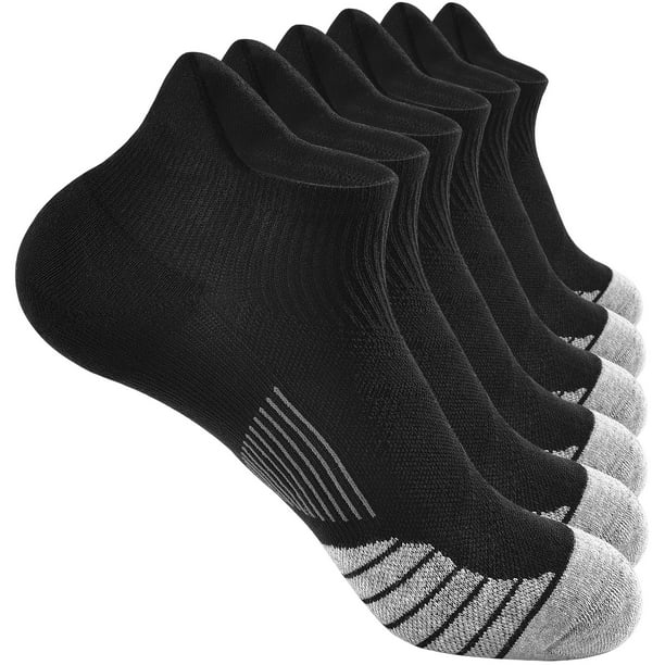 6 Pairs Men's Sport Socks With Cushion Sole Black Work Sport Socks Size 6-11 